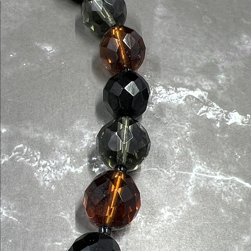 Vintage KMT Faceted Crystal Bead Jet Black Necklace - Picture 4 of 6